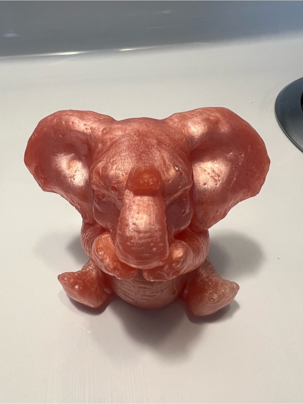 Set of 3 Shimmery Resin Elephant Figurines - Pink, Coral, Blue